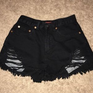 black denim cutoff jean shorts